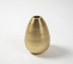 Ribbed Aluminium Vase with Golden Finish