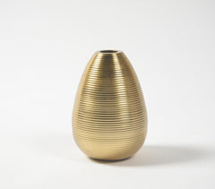 Ribbed Aluminium Vase with Golden Finish