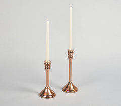 Lacquered Aluminium Copper-Toned Candle Holders (Set of 2)