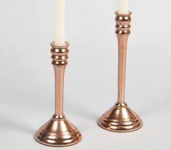 Lacquered Aluminium Copper-Toned Candle Holders (Set of 2)