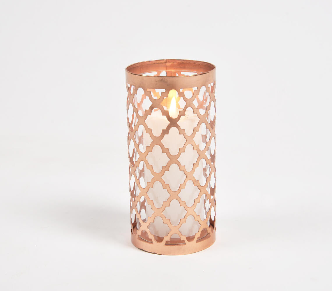 Trellis Rose-Gold Iron Candle Holder