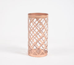 Trellis Rose-Gold Iron Candle Holder