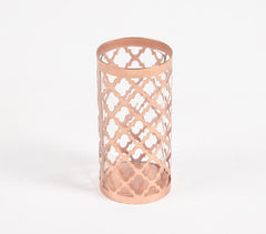 Trellis Rose-Gold Iron Candle Holder
