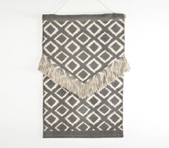 Geometric Print Cotton Fringed Patches Wall Hanging
