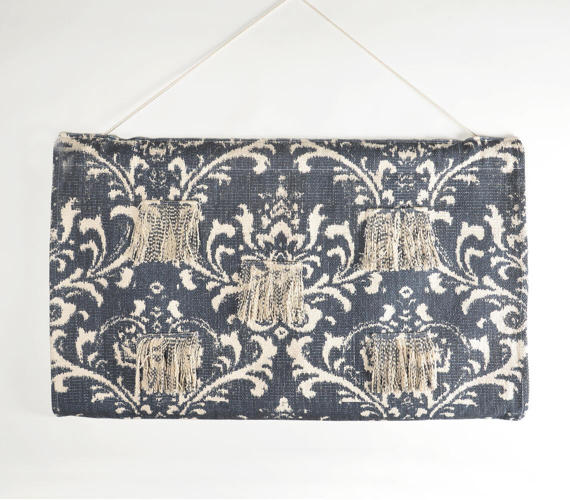 Damask Printed Cotton Fringed Patches Wall Hanging