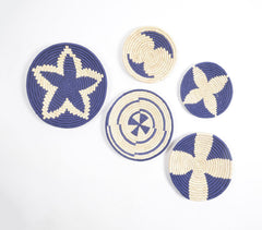 Handwoven Sabai Grass Indigo Wall Plates (set of 5)