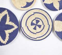 Handwoven Sabai Grass Indigo Wall Plates (set of 5)