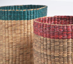 Handwoven Water Hyacinth Cylindrical Planter (Set of 2)