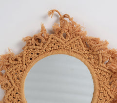 Hand Knotted Honey Macrame Wall Mirror