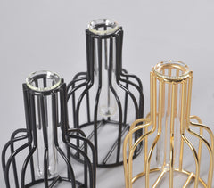 Iron Outlined Testube Accent Vases (set of 3)