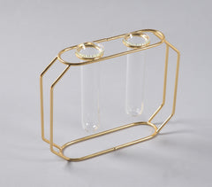 Geometric Glass & Metal Test tube Planter Vases (Set of 3)