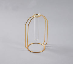 Geometric Glass & Metal Test tube Planter Vases (Set of 3)