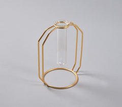 Geometric Glass & Metal Test tube Planter Vases (Set of 3)