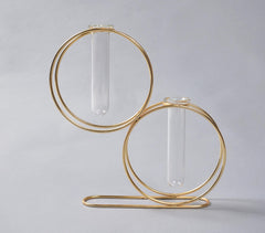 Twin Circle Metal & Glass test tube Planter Vase