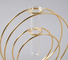 Twin Circle Metal & Glass test tube Planter Vase
