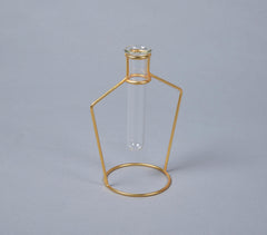 Bottle-Shaped Metal & Glass test tube Planter Vases (set of 2)