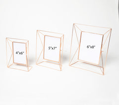 Minimal Rose-Gold Metal & Glass Photo frames (set of 3)