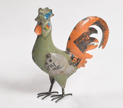 Hand Cut Recycled Iron Rooster Showpiece
