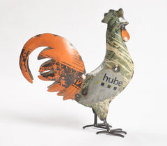 Hand Cut Recycled Iron Rooster Showpiece