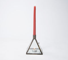 Glass & Metal Pyramid Handmade Candle Holder