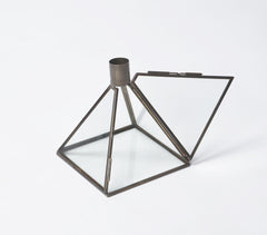 Glass & Metal Pyramid Handmade Candle Holder