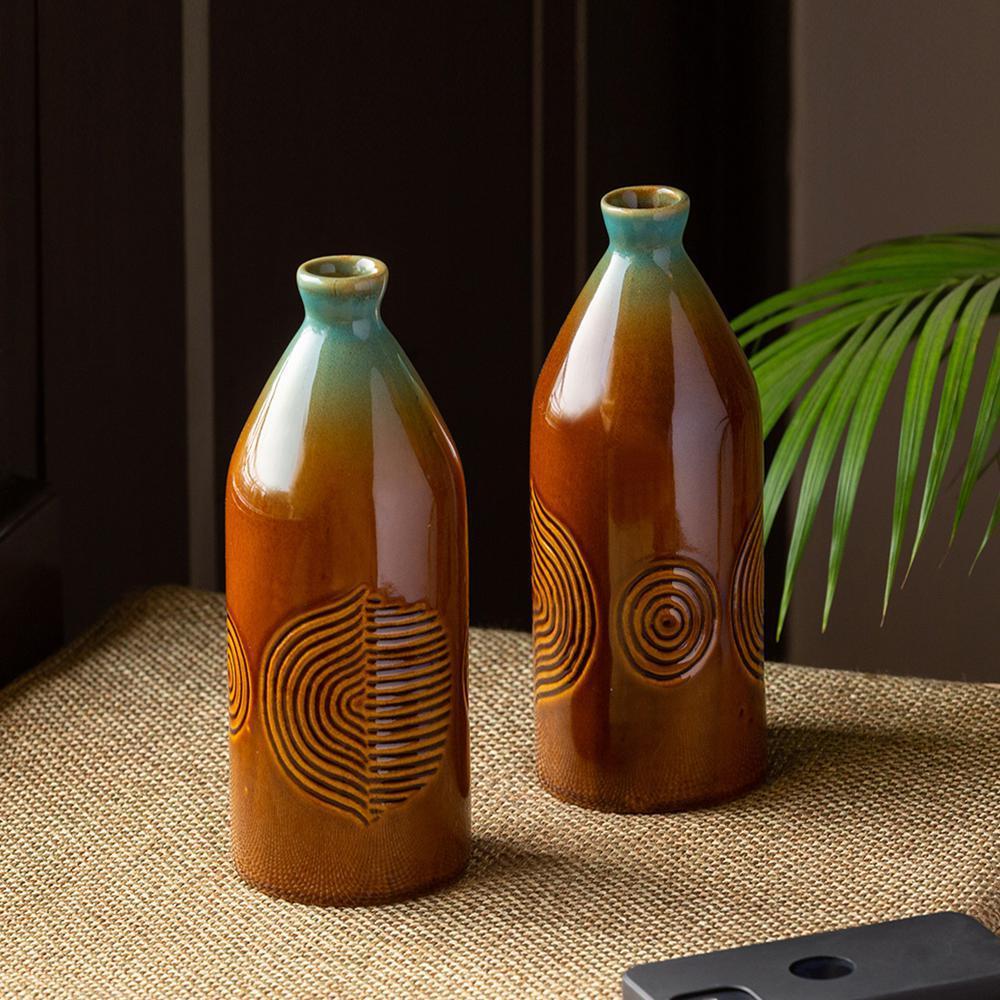 Ceramic Peacock Boulevard Vases (Set of 2)
