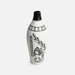 Terracotta White Warli Tales Vases (Set of 3)