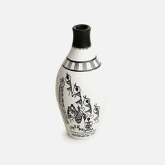 Terracotta White Warli Tales Vases (Set of 3)