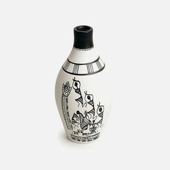 Terracotta White Warli Tales Vases (Set of 3)