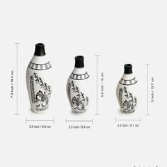 Terracotta White Warli Tales Vases (Set of 3)
