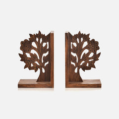 Hand Carved Solid Wood Tree Bookends
