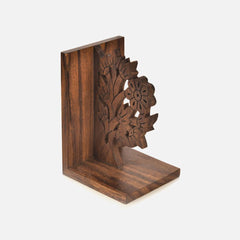 Hand Carved Solid Wood Tree Bookends
