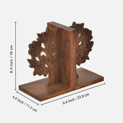 Hand Carved Solid Wood Tree Bookends