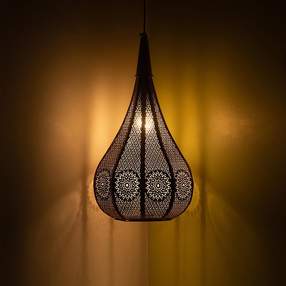 Etched Iron Morrocan Flame Pendant Lamp