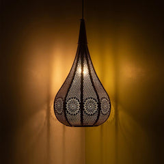 Etched Iron Morrocan Flame Pendant Lamp