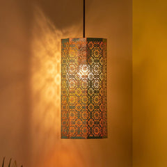 Etched Turquoise Morrocan Waves Pendant Lamp