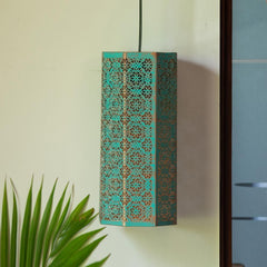 Etched Turquoise Morrocan Waves Pendant Lamp