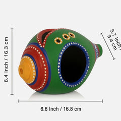 Hand Painted Terracotta Green Tealight Holder