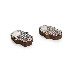Wooden Radiant Palm Tealight Holders (Set of 2)