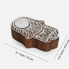 Wooden Radiant Palm Tealight Holders (Set of 2)