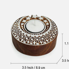Wooden Shimmering Moon Tealight Holders (Set of 2)