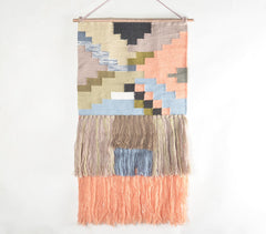 Handwoven Tetris Fringed Wall Hanging