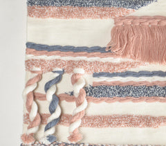 Handwoven Dusty Pink & Cadet Blue Fringed Wall Hanging