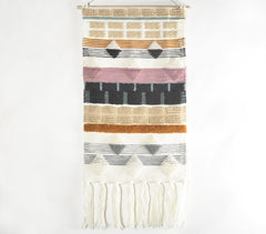 Handwoven Geometric Fringed Wall Hanging