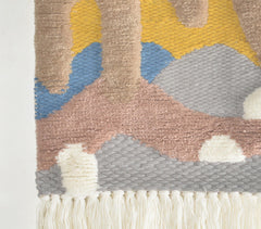 Handwoven & Tufted Abstract Wall Hanging with Ombre Fringes