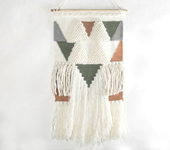 Handwoven & Tufted Geometric Fringed Wall Hanging Q4