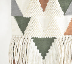 Handwoven & Tufted Geometric Fringed Wall Hanging Q4