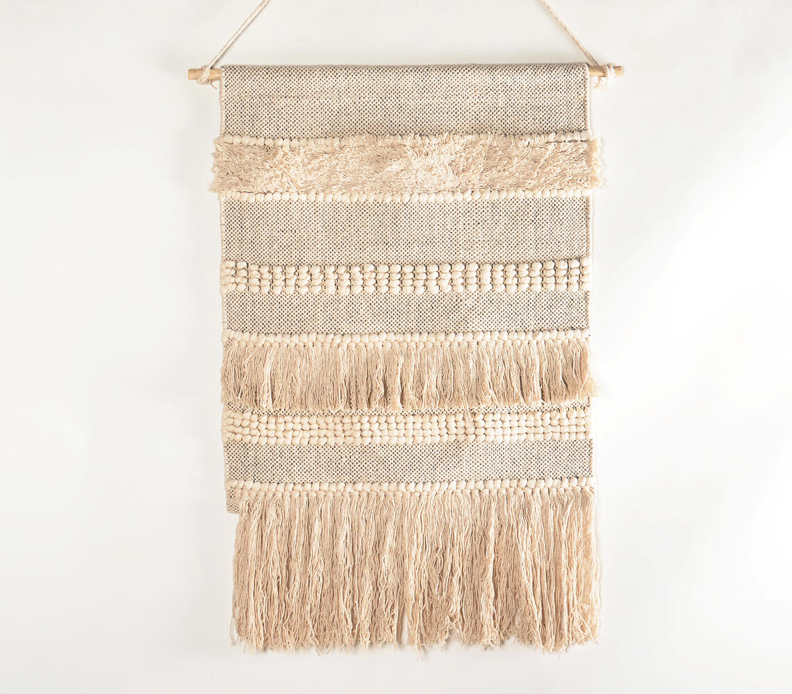 Handwoven Cotton Neutral Bayadere Wall Hanging
