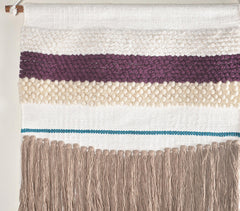 Handwoven Cotton Striped Wall Hanging with Layered Fringes