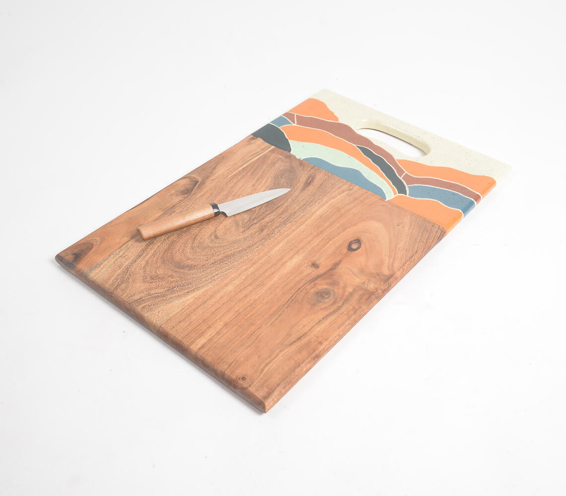 Abstract Enameled Mango Wood Chopping Board